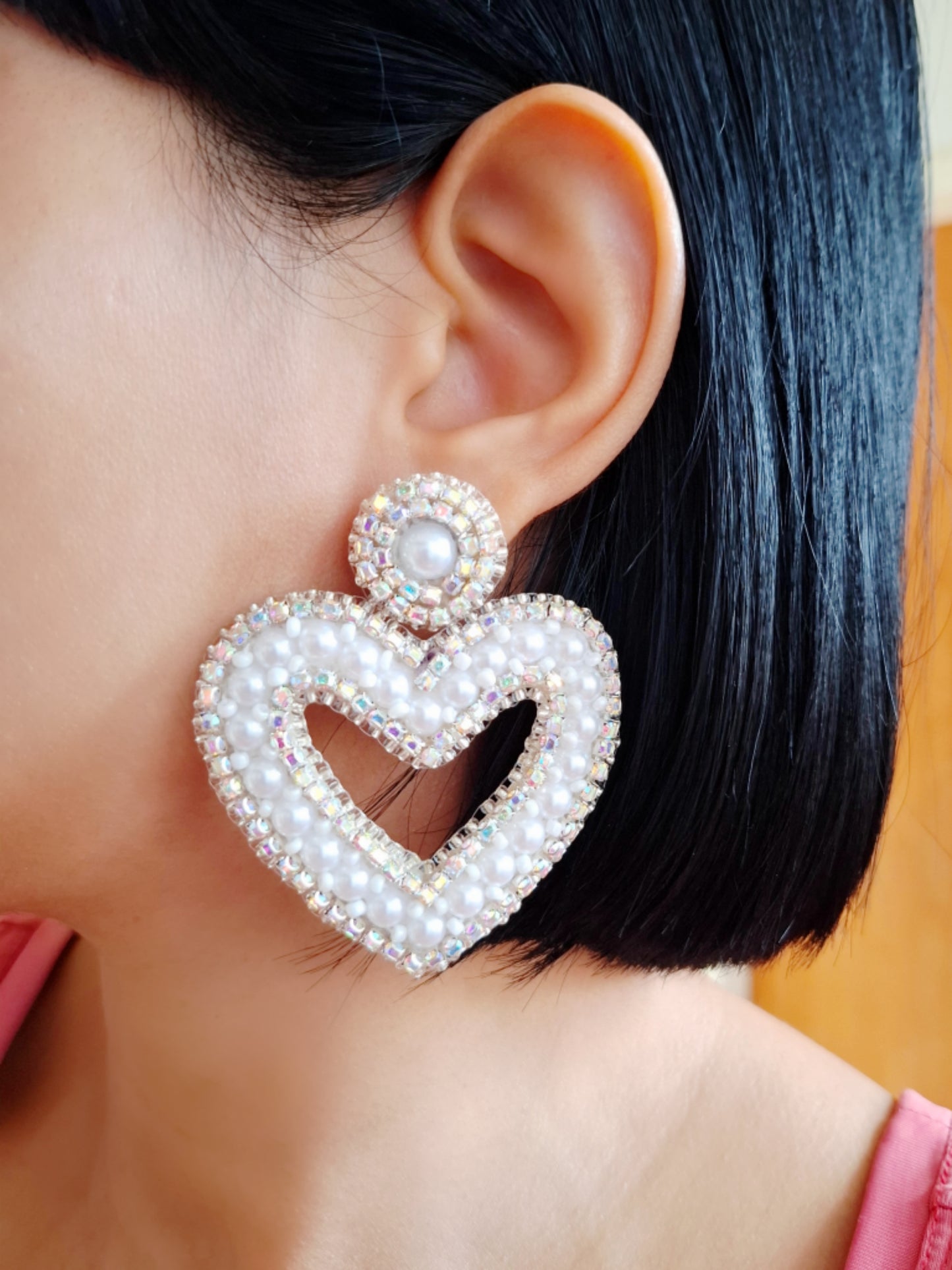Pendientes Afrodita Perlas Corazones