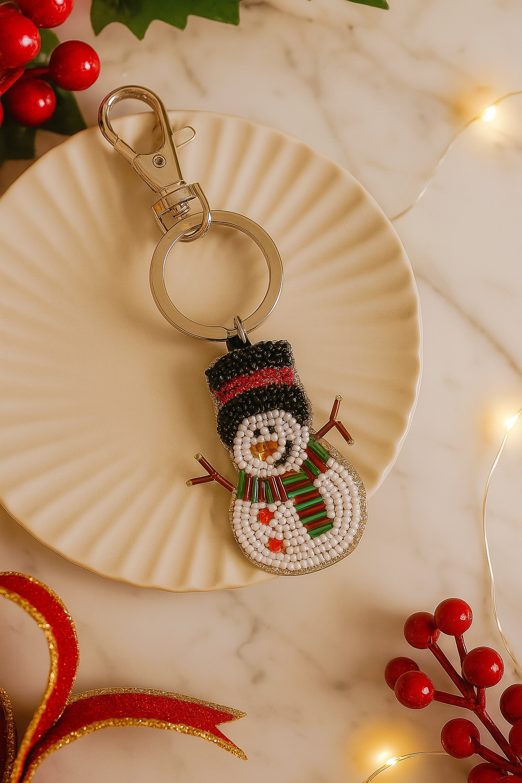 Colgante para bolso con forma de muñeco de nieve