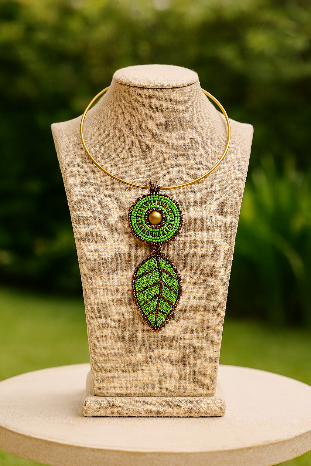 Collar de hojas verdes