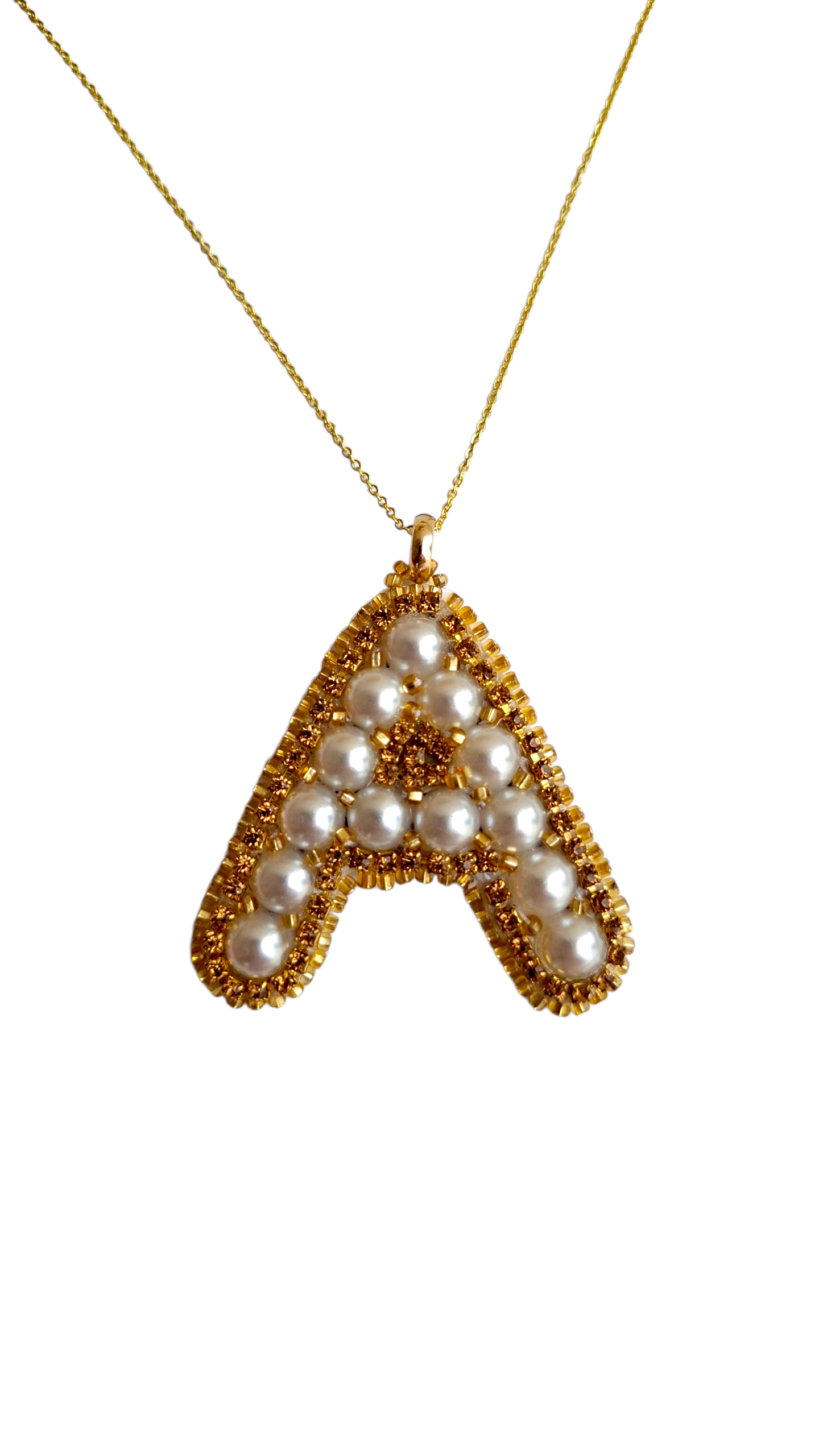 Collar con colgante de inicial personalizada "A" de Pearls.