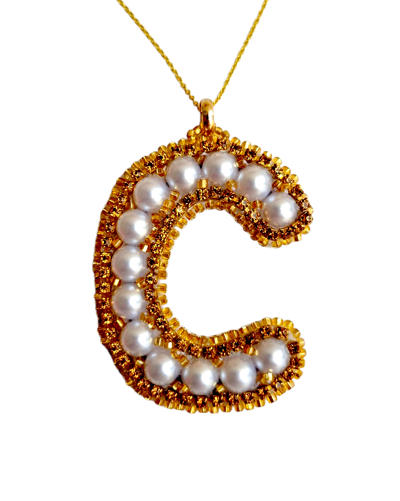 Collar con colgante de inicial personalizada "C" de Pearls