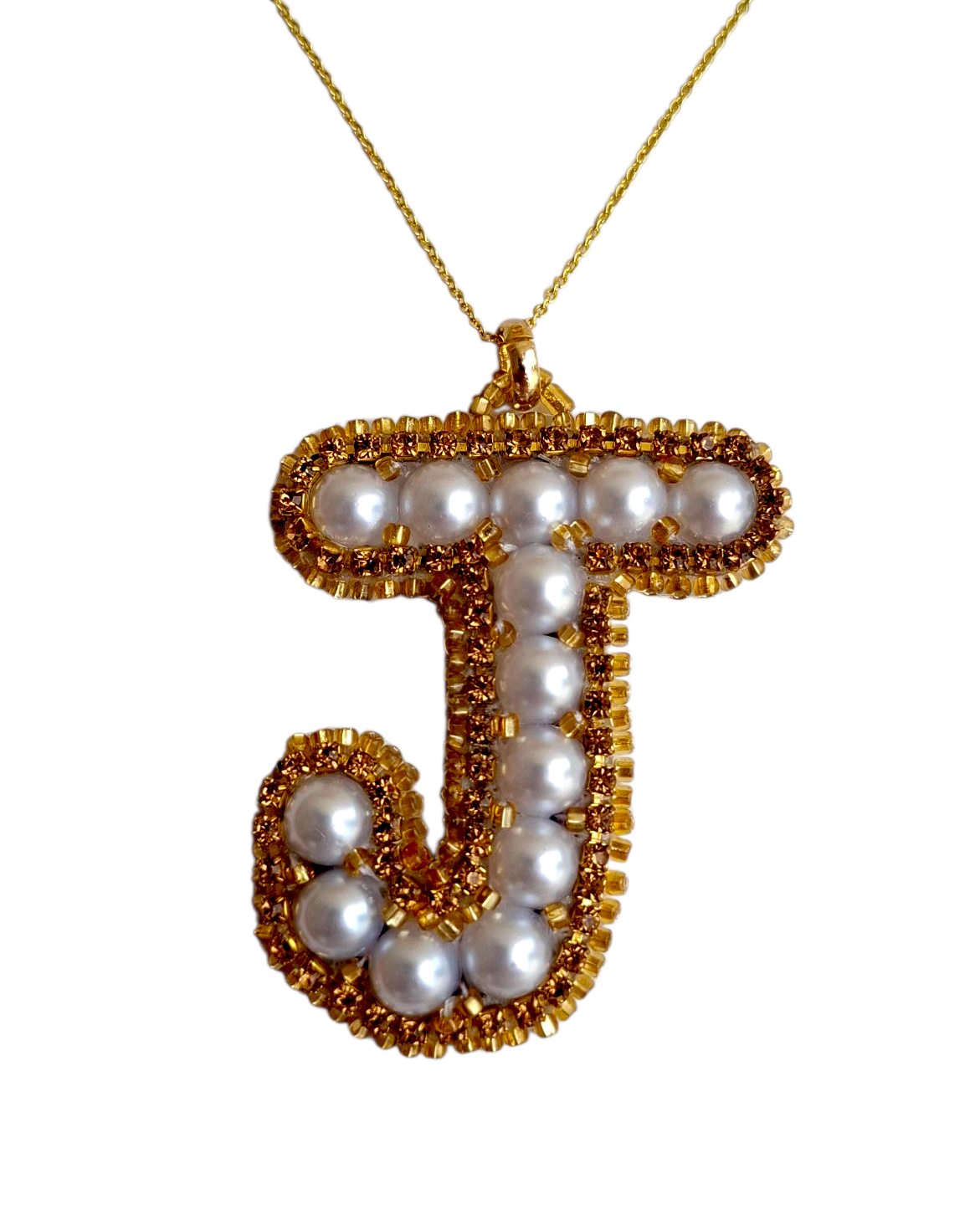 Collar con colgante de perlas "J" personalizado con inicial.