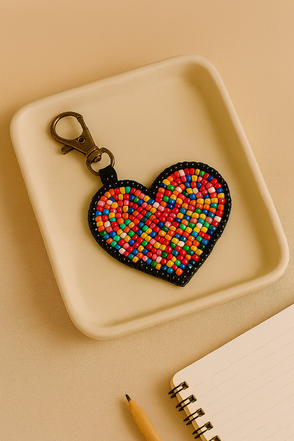 Charm para bolso con forma de corazón de confeti