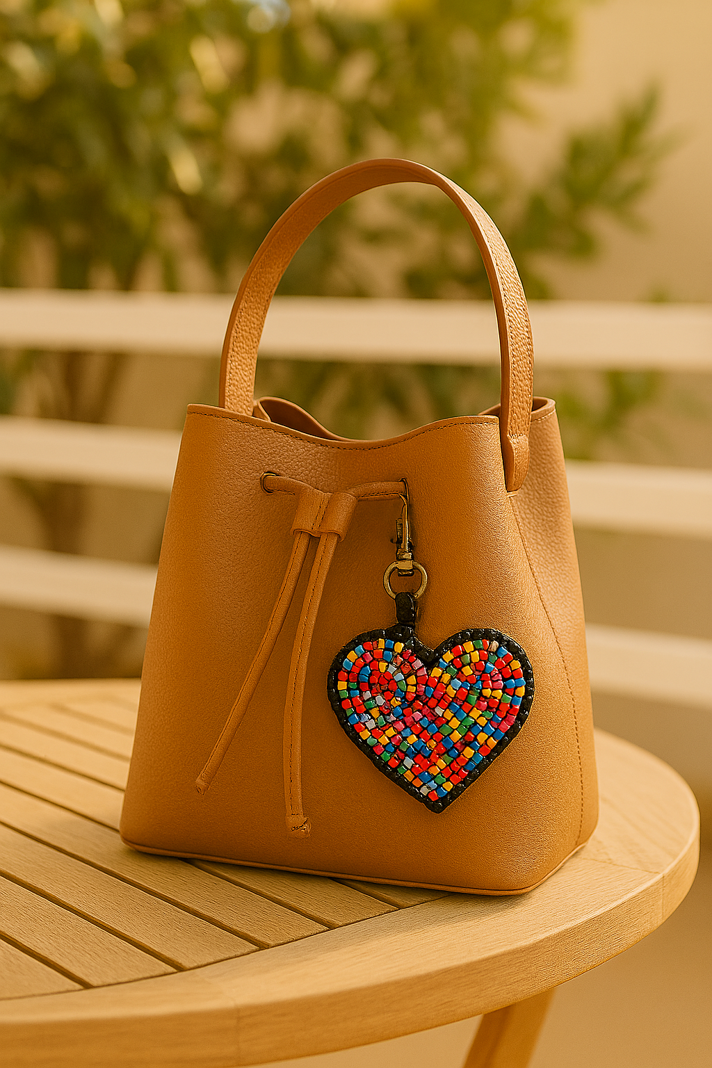 Charm para bolso con forma de corazón de confeti