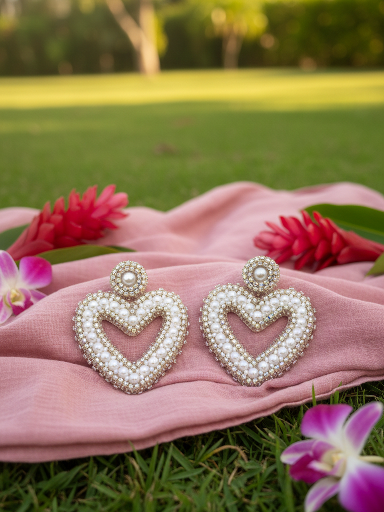 Pendientes Afrodita Perlas Corazones