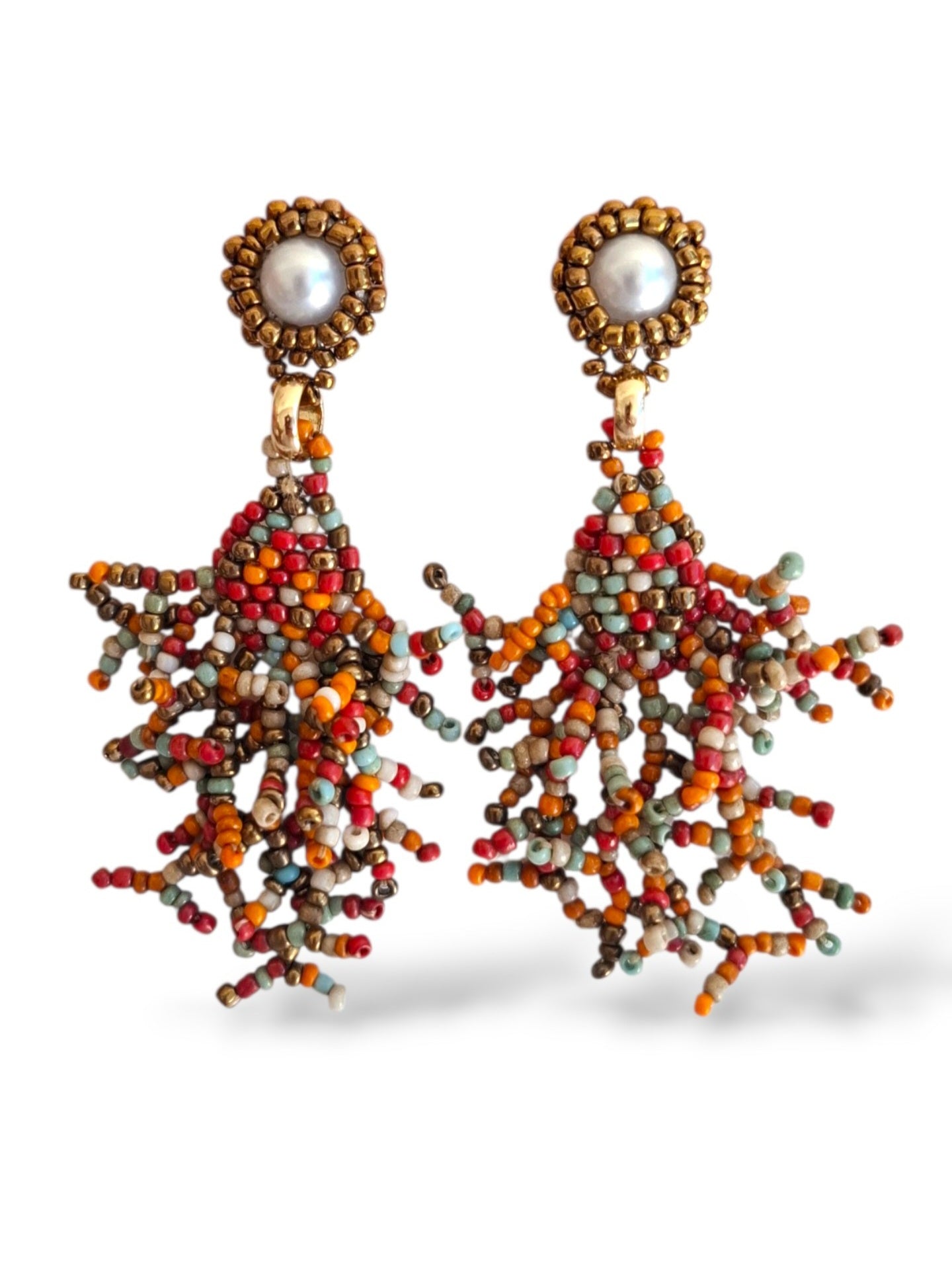 Coral Reef Pearl Statement Earrings