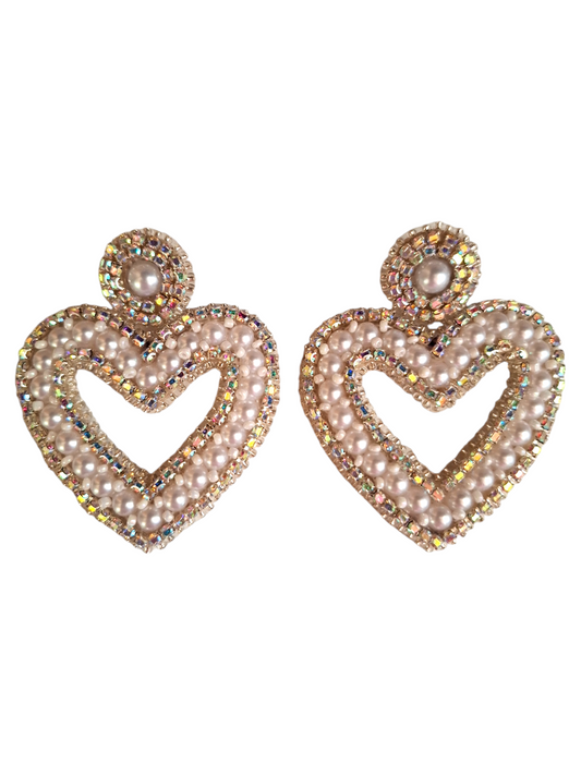 Afrodita Pearls Hearts Earrings