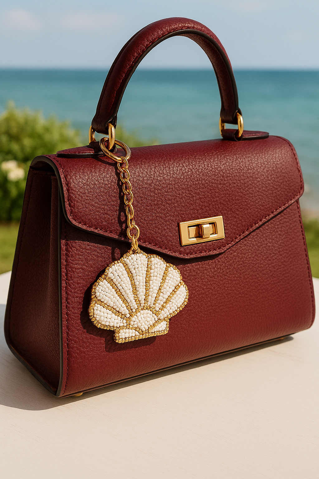 Charm para bolso con forma de concha marina