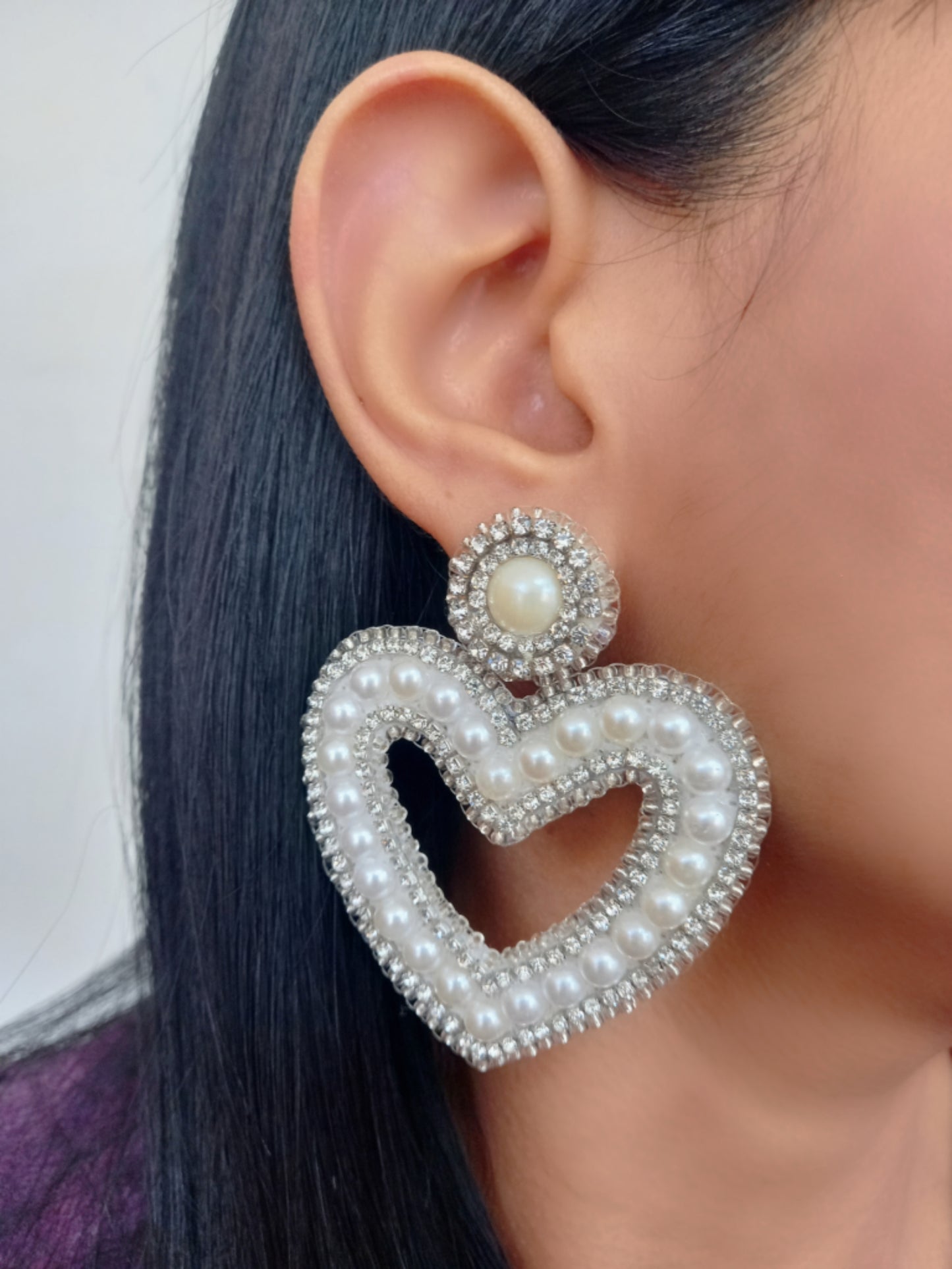 Pearls Hearts Earrings