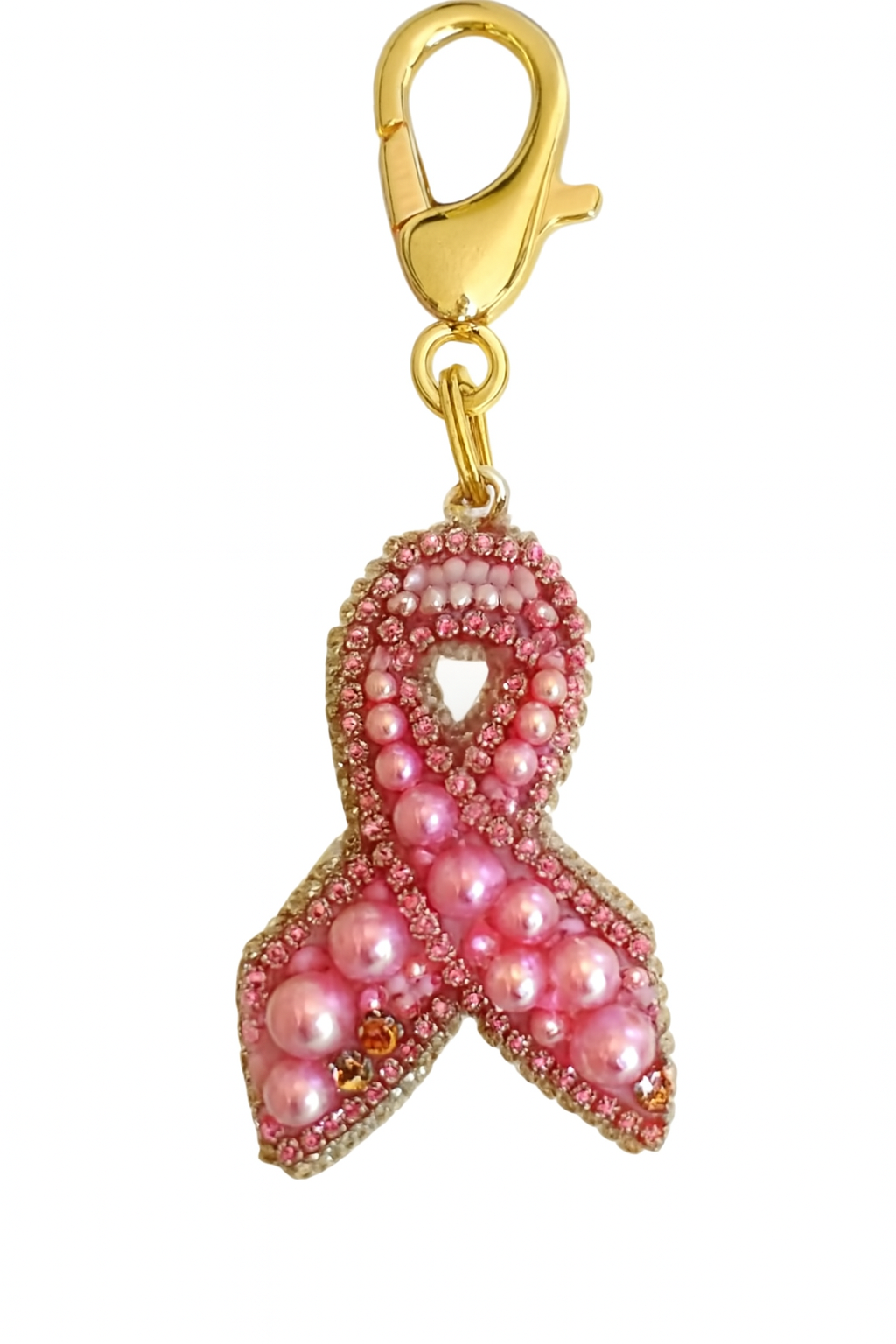 Colgante para bolso con lazo rosa.