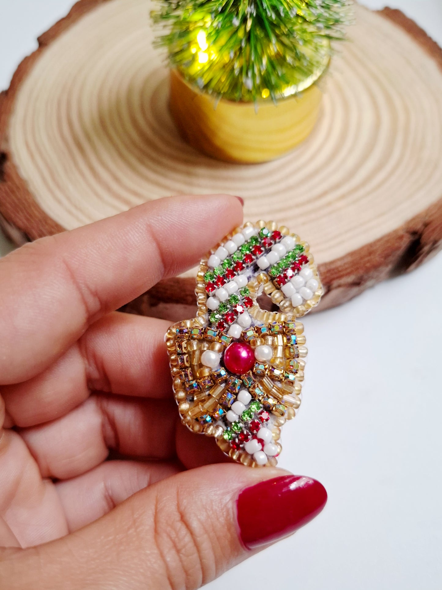 Christmas Cane Brooche