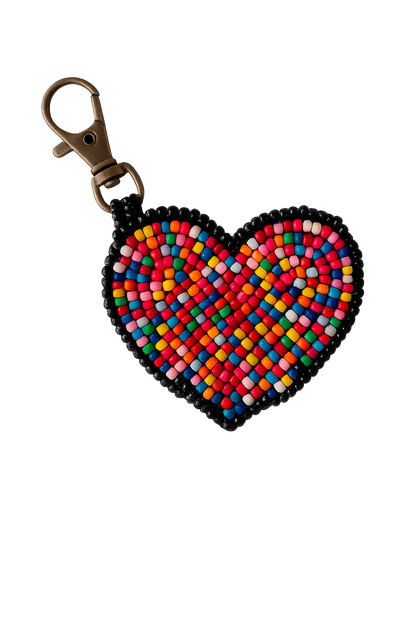 Charm para bolso con forma de corazón de confeti