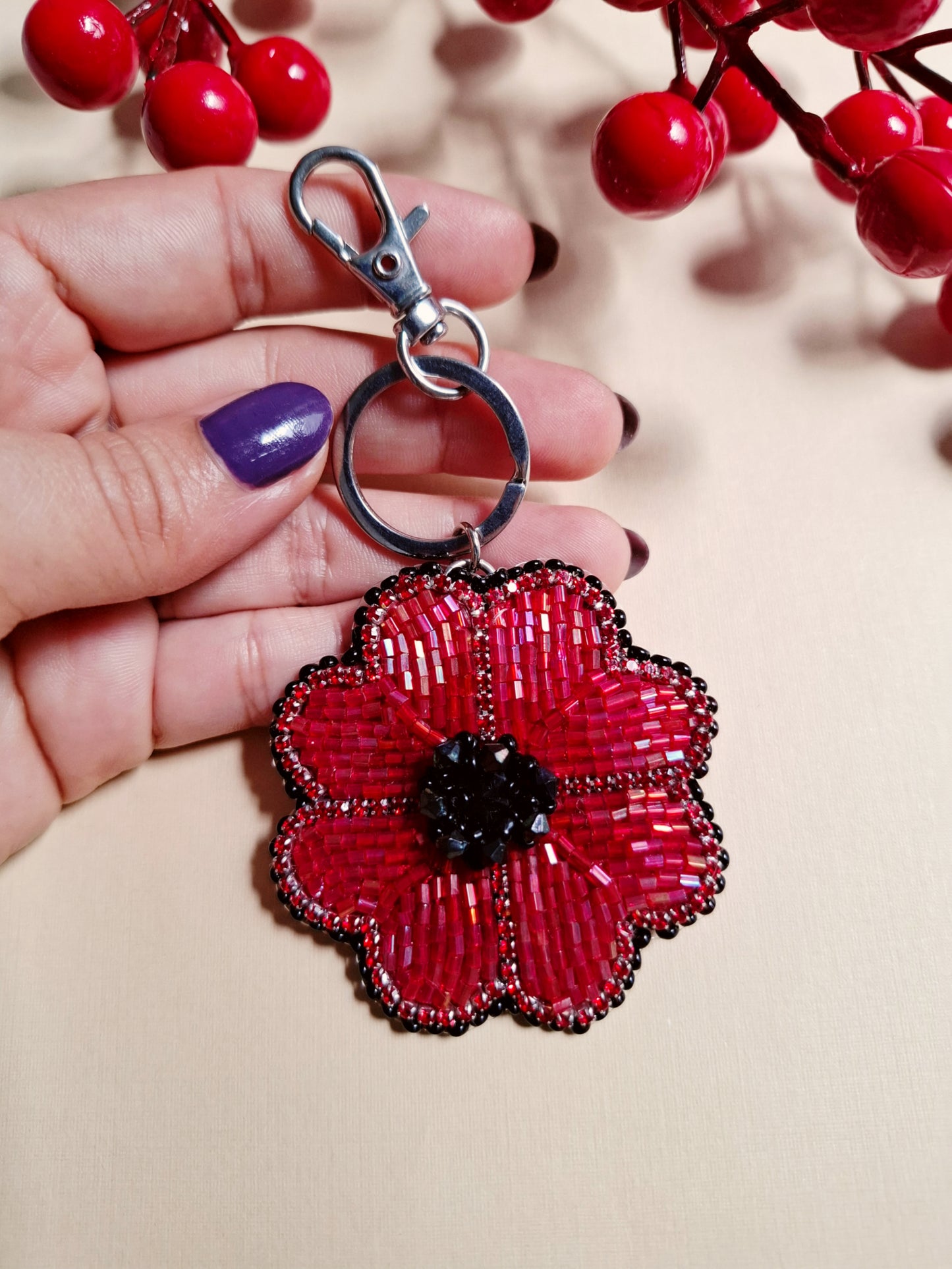 Anemone Flower Keychain