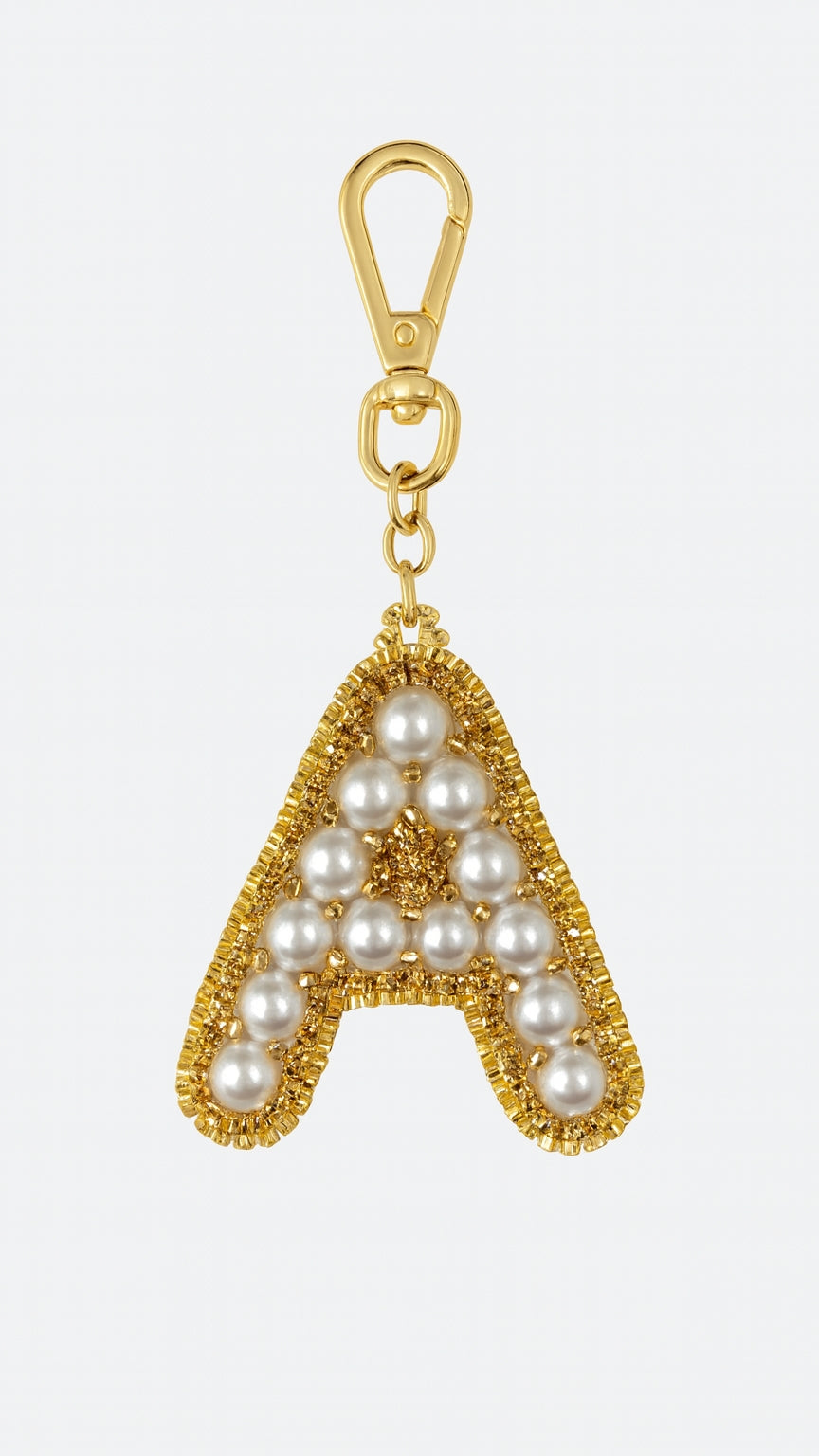 Colgante para bolso personalizado con la inicial "A" de perlas