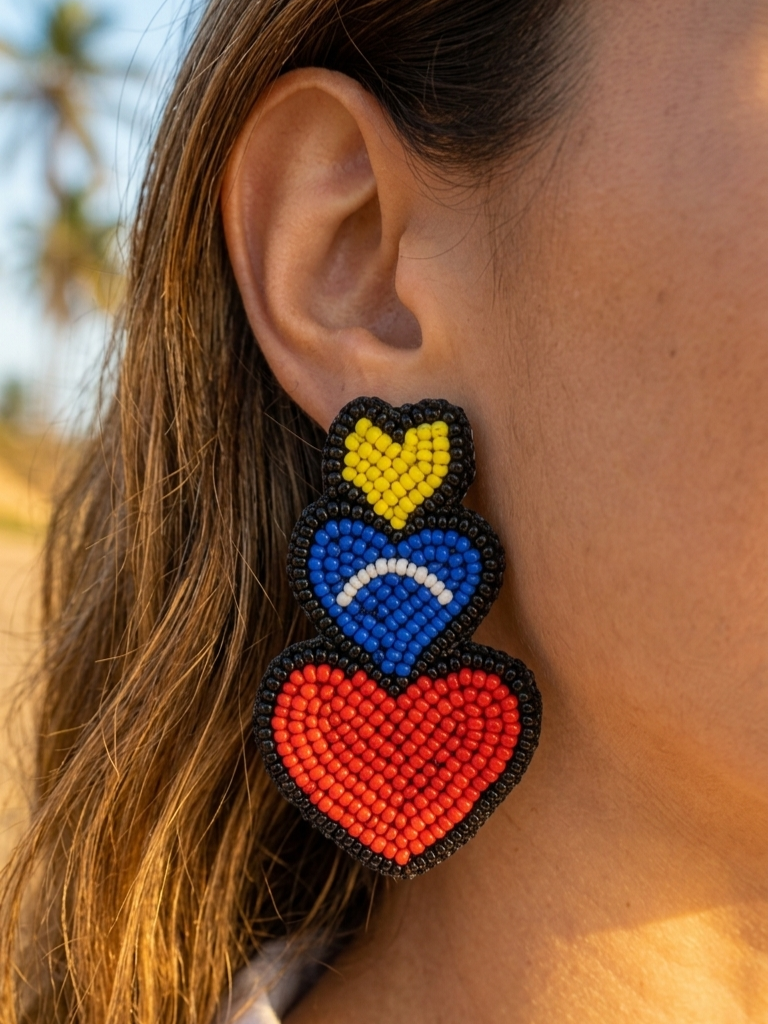 Pendientes colgantes de cuentas Venezuela Hearts