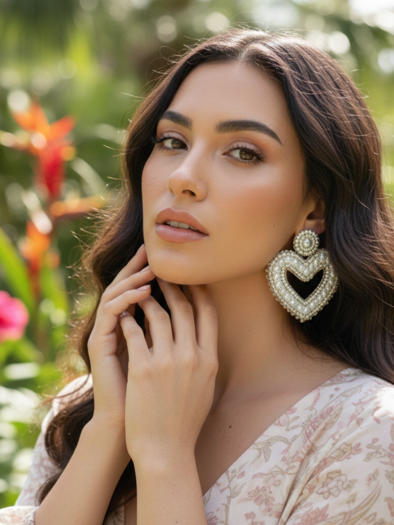 Pendientes Afrodita Perlas Corazones