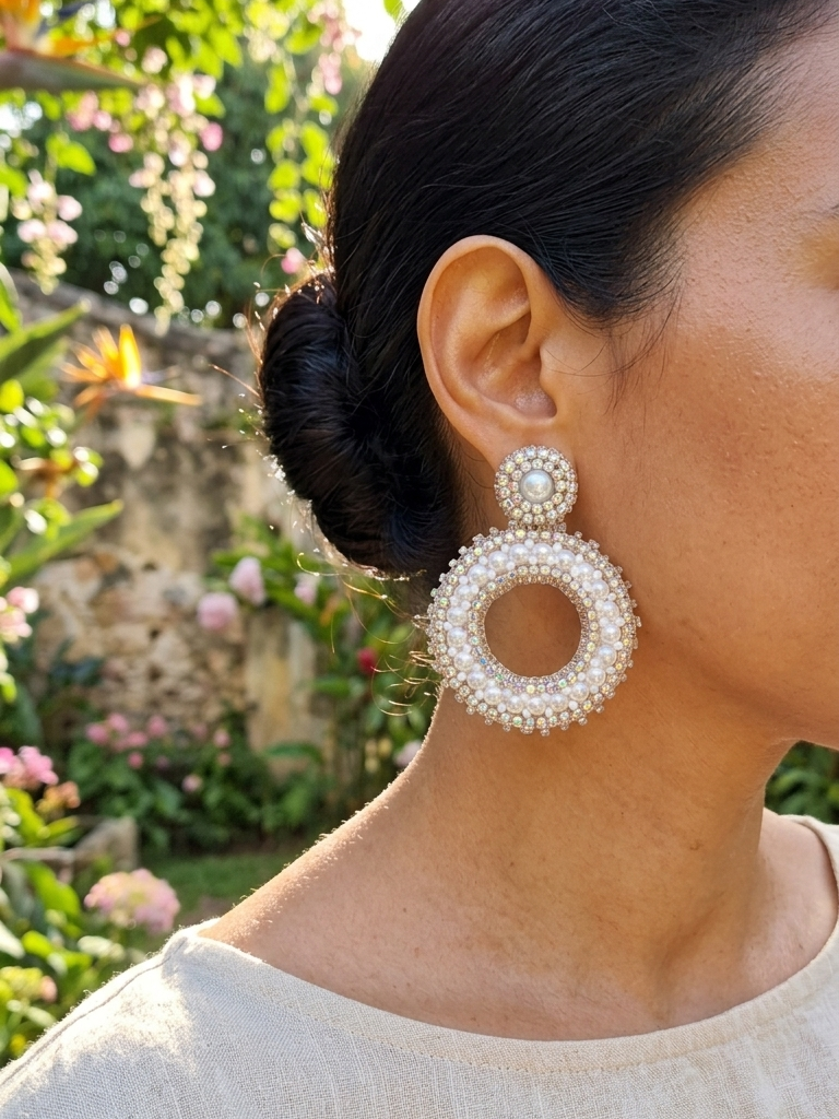 Pendientes de aro con perlas Pamela