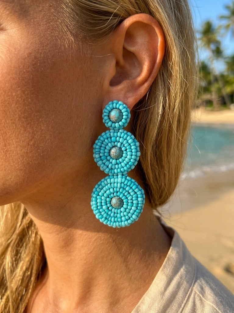 Turquoise Moon Summer Earrings
