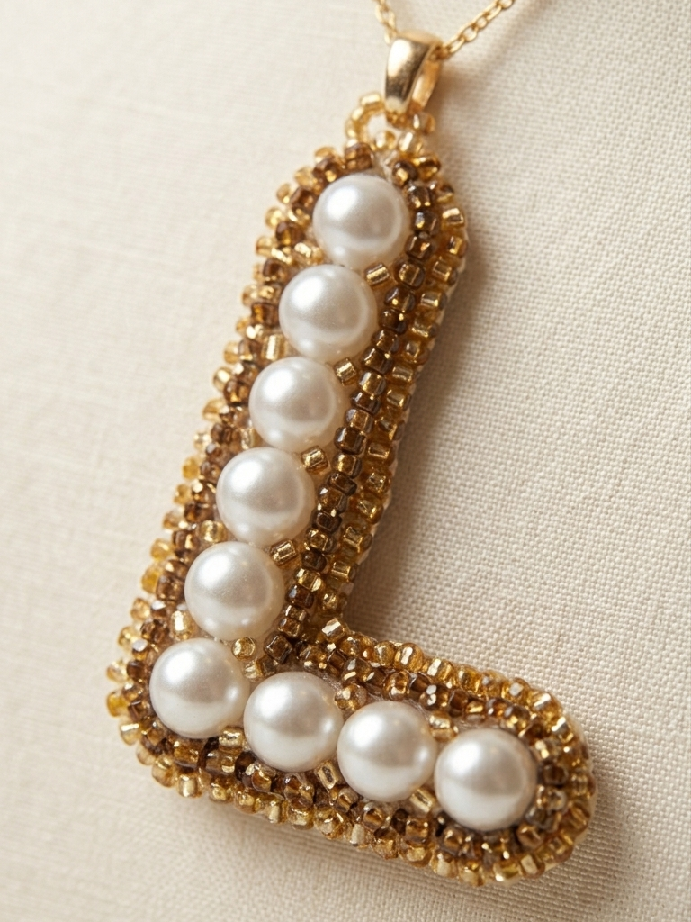 Pearls "L" Custom Initial Pendant Necklace