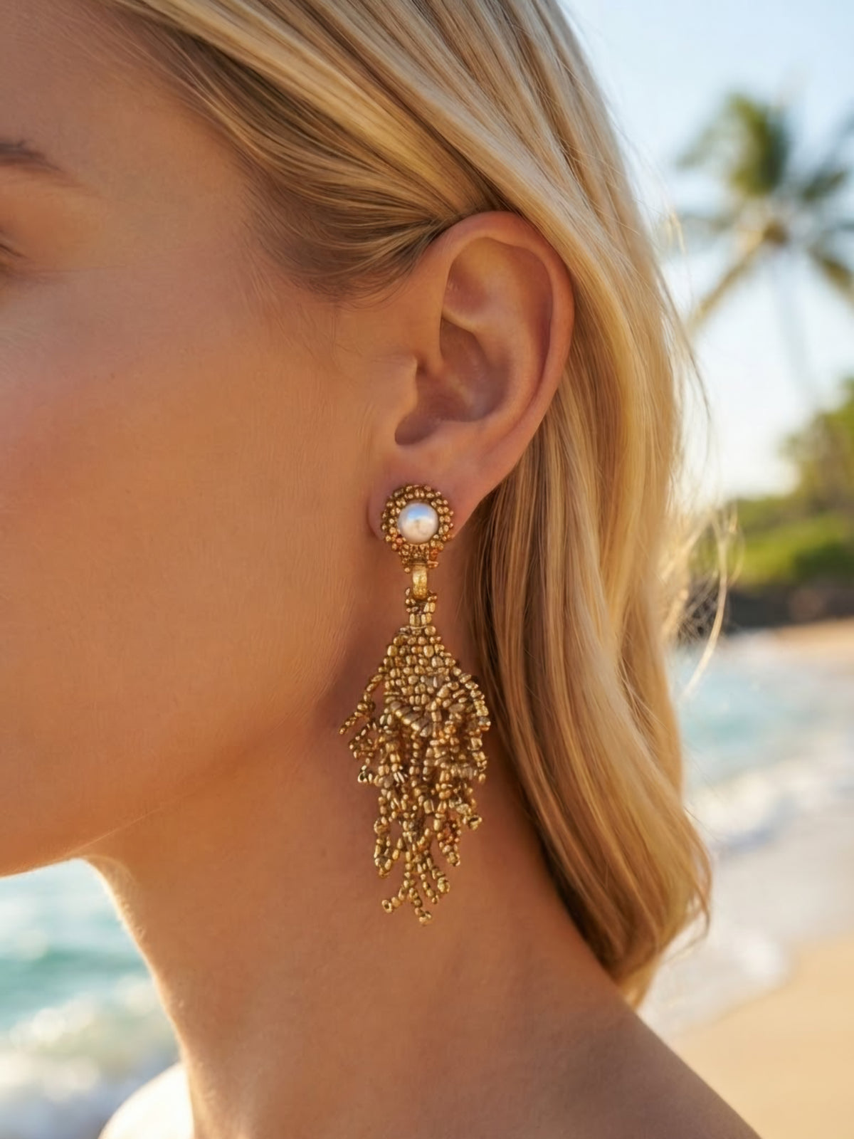 Coral Reef Pearl Statement Earrings
