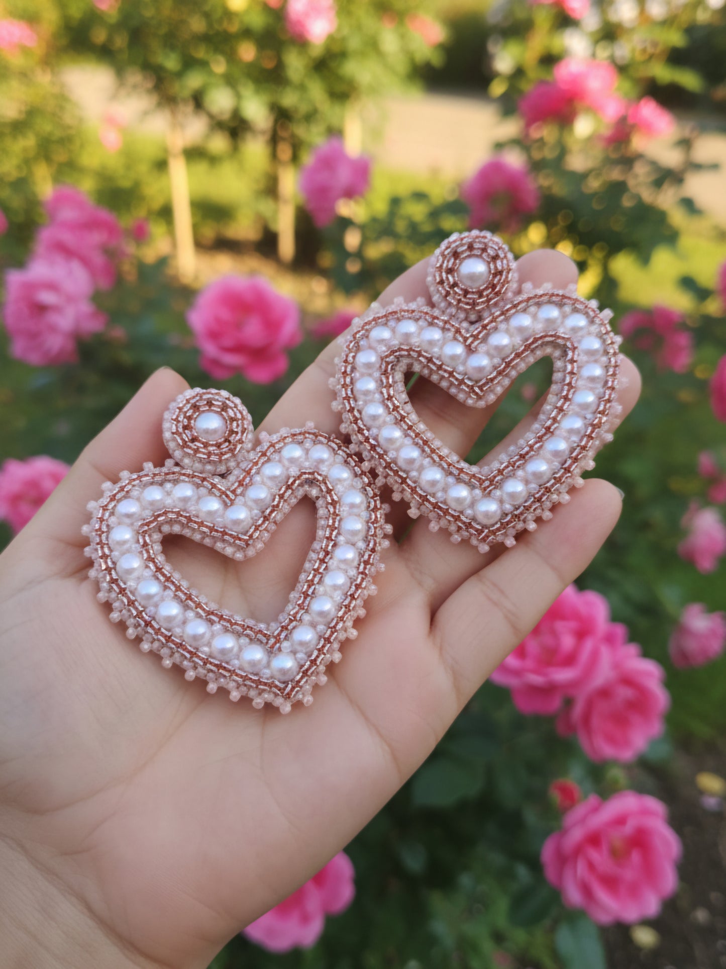 Pendientes Afrodita Perlas Corazones