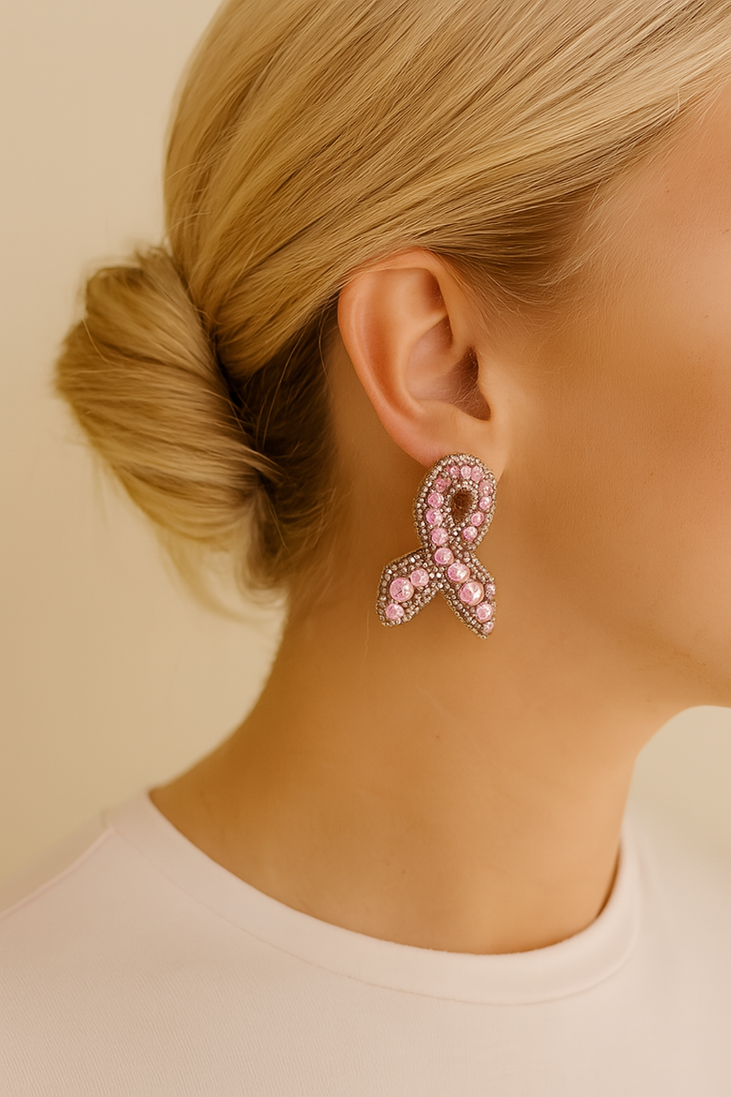Pendientes de Lazo Rosa